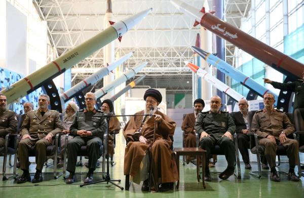 Iran's Supreme Leader, Ayatollah Ali Khamenei speaks during a meeting at the IRGC Aerospace Force achievements exhibition in Tehran, Iran November 19, 2023. 