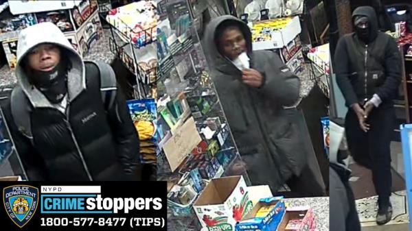 The suspects can be seen entering the bodega at 1450 East Gun Hill Road.