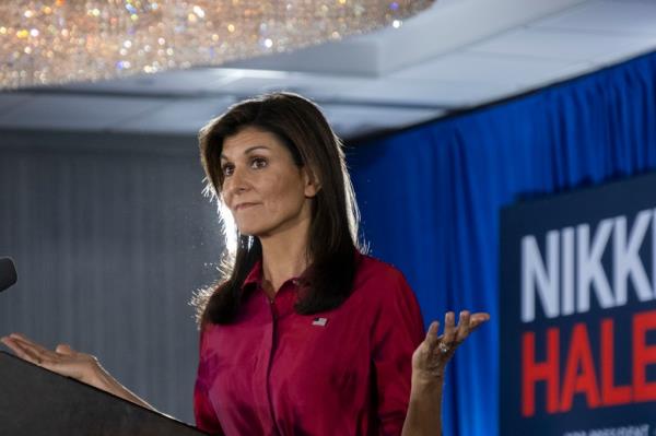 Nikki Haley 2024 Republican presidential candidate, speaks during a caucus night watch party in West Des Moines, Iowa, US, on Monday, Jan. 15, 2024.