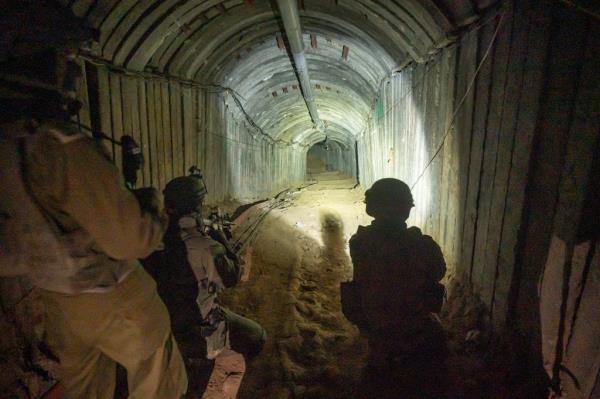 Israeli soldiers secure a tunnel that Hamas reportedly used on Oc. 7 to attack Israel.