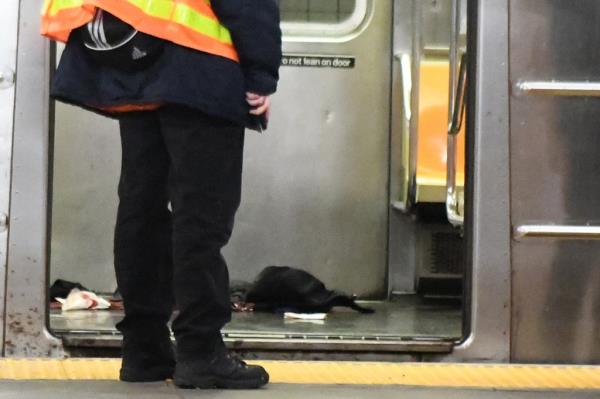 NYPD investigates after Henderson was shot inside a train car at the Franklin Ave subway station in Brooklyn, Sunday, Jan. 14, 2024.