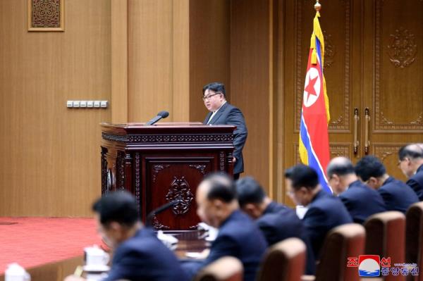 North Korean leader Kim Jong Un says the co<em></em>nstitution should be amended to educate North Koreans that South Korea is a "primary foe and invariable principal enemy."